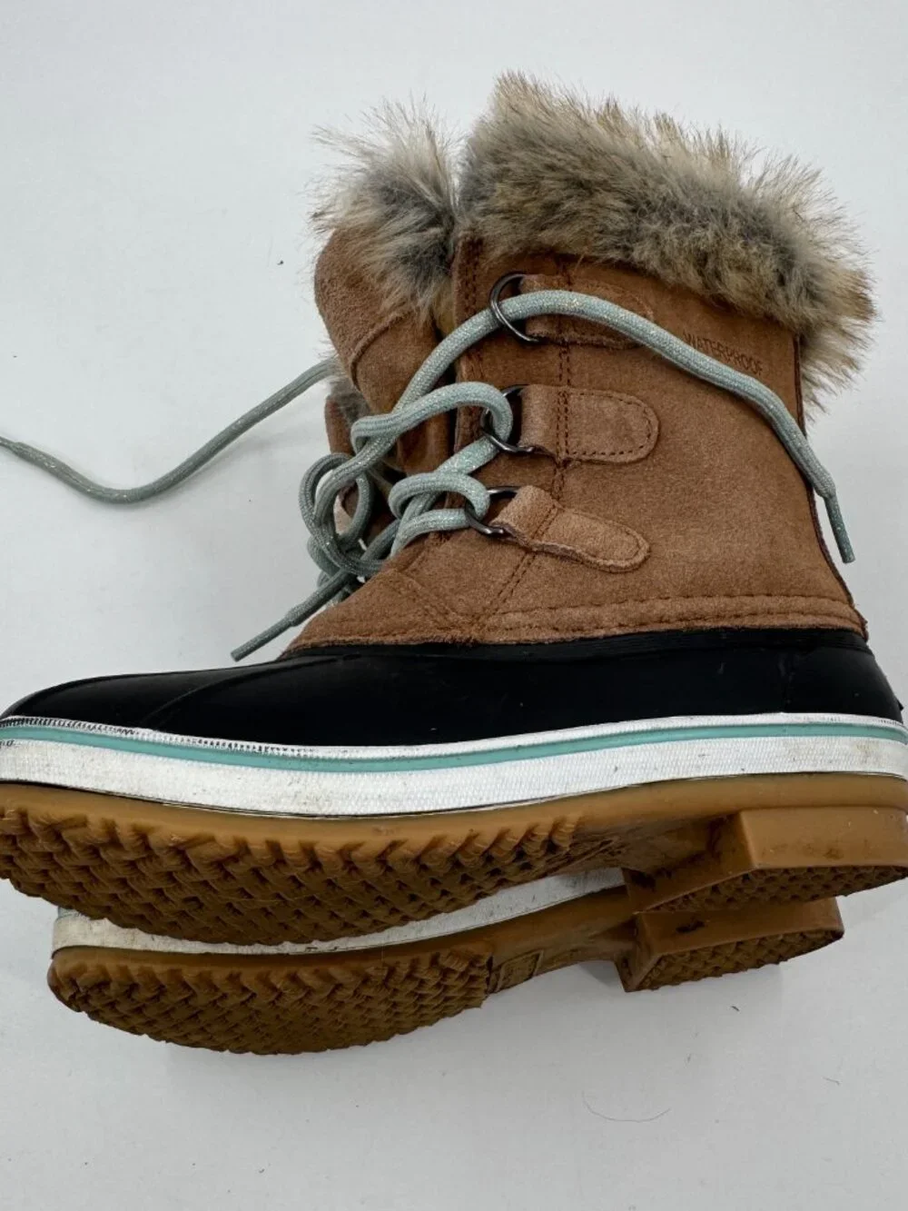 Northside Winter‎ Duck Boots Kids Size 13 Brown Black Waterproof Faux Fur Suede